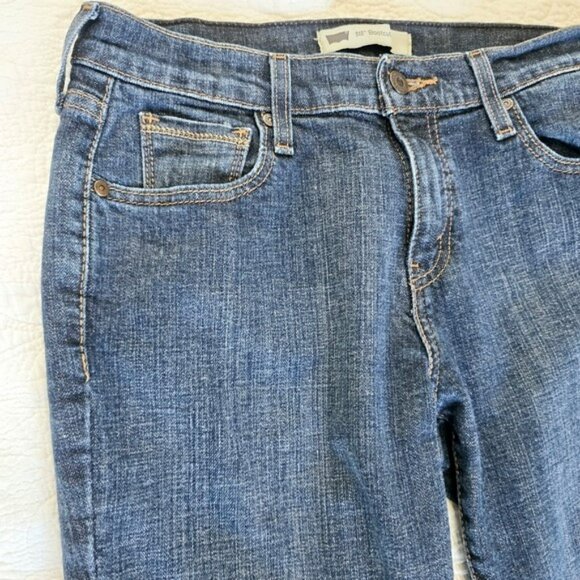 Women's Levi's 515 Bootcut Jeans Size 6 Short W28 L30 Dark Blue Denim Stretchy - Picture 4 of 15